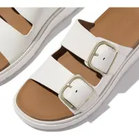 Original Brands for woman. B1J-194 Gen-FF Buckle Two-Bar Leather Slides ? Urban White (3), Flat, Casual