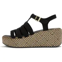 FitFlop Platfforms Graphic-Weave Suede Fisherman Sandals - Black - 42