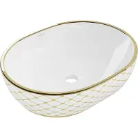 Mexen Viki tason päälle asetettava pesuallas 48 x 35 cm, valkoinen/kultainen ruutukuvio - 21054809