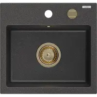 Mexen Milo graniittiallas, 1-allas, 435 x 410 mm, musta pilkullinen, kullanvärinen vesilukko - 6505441000-76-G