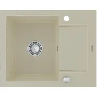 Mexen Enzo yhden kulhon granittinen pesuallas valutustasolla 576 x 465 mm, beige, kromattu hajulukko - 6506571005-69