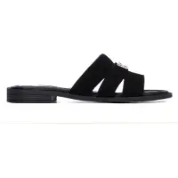 Carmela for woman. 16306101-NEGRO Leather Sandals 163061 black (38), Flat, Split Leather, None, Casual