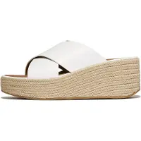 Original Brands Platfforms Espadrille Leather Wedge Cross Slides - White - 42
