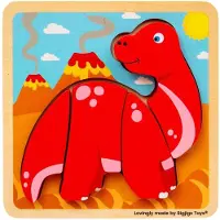 Bigjigs Wooden Shape Puzzle Diplodocus - 4 pcs.