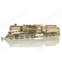 Wooden City 3D puinen palapeli, Puuinen juna + tenderi kiskoilla, 580 osaa, woodencity, WR323