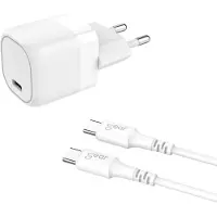 Ginza.se Charger 220V 1xUSB-C White PD/PPS 25W Cable USB-C to USB-C 3A