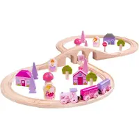 Bigjigs Wooden Train Set - Pink 40pcs.