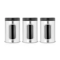 Brabantia Säilytyspurkkisetti ikkunalla 3kpl 1,4L, Matt Steel Fingerprint Proof