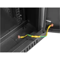 Lanberg -verkkokaappi, 19 tuuman itsenäinen 42U/800x1000 rack-kaappi, mustalla verkkoventtiilillä.