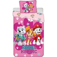 Paw Patrol Lasten vuodevaatesetti, 140 x 200 cm + 50 x 70 cm, Paw Patrol "Heroic", pinkki