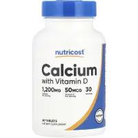 Nutricost , Kalsium + Vitamiini D, 60 Tabletteja