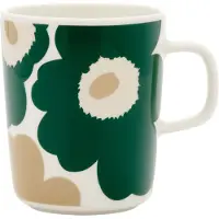 Marimekko Unikko Oiva -muki 2,5 dl, valkoinen/tummanvihreä/beige/hiekka