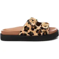 Carmela for woman. 16240103-LEOPARDO Leather sandals 162401 brown (36), 1 to 3 cm, None, Casual, Animal Print