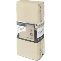 Faro joustolakana kuminauhalla Jersey SOFT, 160x200 cm, 100 % puuvillaa, 25 cm, hiekka