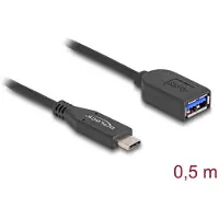 DeLOCK 60568, 0,5 m, USB C, USB A, USB 3.2 Gen 2 (3.1 Gen 2), 10 Gbit/s, Musta