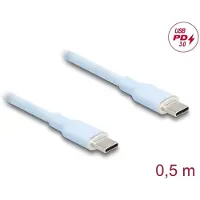 DeLOCK – USB 2.0 Cable USB Type-C male to male PD 3.0 60 W 0.5 m blue Silicone (81233)