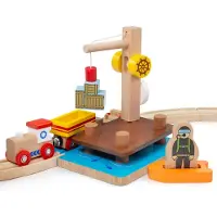 Bigjigs Wooden Rails Crane Dock with Culvert 3 pcs