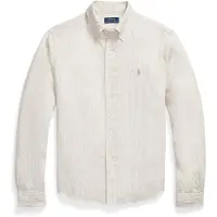 Ralph Lauren Custom Fit Striped Linen Shirt - Beige - S