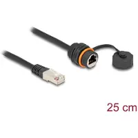 DeLOCK – RJ45 Cat6A cable M20 IP68 25 cm black with cap (88146)