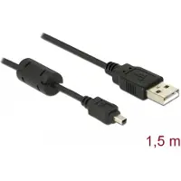 DeLOCK Camera cable USB-B mini 4pin > USB-A 1,5m male-male, 1,5 m, Mini-USB B, USB A, Uros/uros, Musta (82113)