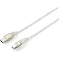 Equip 128650, 1,8 m, USB A, USB B, USB 2.0, Uros/uros, Hopea, Läpinäkyvä