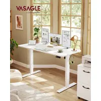 Songmics Seisomapöytä 140x60x72-120 cm valkoinen teräs