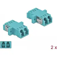 DeLOCK – Optical Fiber Coupler LC Duplex female to LC Duplex female Multi-mode 2 pieces light blue (86536)