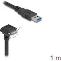 HQ Products – USB 5 Gbps cable A to Micro-B 90° angled, screw 18 mm, 1 m black (81030)