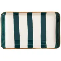 Homla TORRIT Green Stripes lautanen, 19 x 12 cm