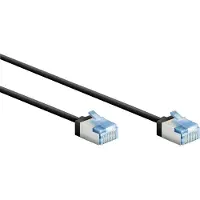 Goobay ULTRA-FLEX CAT6A VERKKOKAAPELI, 0.5M, U/FT, LSZH, SLIM, EXTRA-SHORT PLUGS, MUSTA (74317)