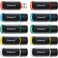 Intenso 3511551, 4 GB, USB A-tyyppi, 2.0, 28 MB/s, Suojus, Musta, Punainen, Vihreä, Läpinäkyvä, Keltainen, Sininen