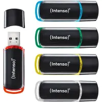 Intenso 3511585, 32 GB, USB A-tyyppi, 2.0, 28 MB/s, Suojus, Musta, Punainen, Vihreä, Läpinäkyvä, Keltainen, Sininen