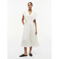 Tommy Hilfiger Linen Frill Midi Ss Dress - White - 34