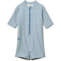 Liewood Max Seersucker Shortsleeve Swim Jumpsuit - Blue - 62