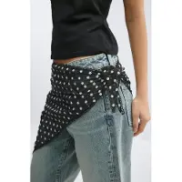 Gina Tricot  - Embroidery hip scarf - Huivit & kaulaliinat - Musta - ONESIZE - Naiset
