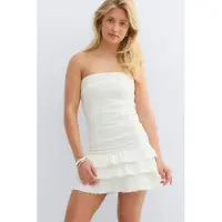 Gina Tricot  - 14+ jeanqueen frill dress - mekot - Valkoinen - M - Naiset