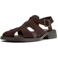 Camper for woman. K201489-012 Brown Dana Leather Sandals (39), Flat, Buckle, Casual