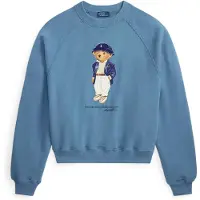 Ralph Lauren for woman. 211B17778001 Lightweight fleece top with blue Polo Bear (XS), Casual, Cotton