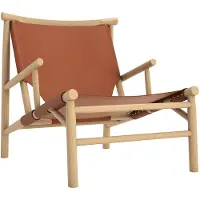 NORR11 Samurai loungetuoli nahkaisella istuimella tammi Cognac