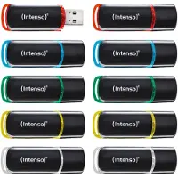 Intenso 3511561, 8 GB, USB A-tyyppi, 2.0, 28 MB/s, Suojus, Musta, Punainen, Vihreä, Läpinäkyvä, Keltainen, Sininen