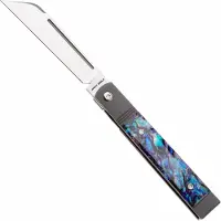 Jack Wolf Knives Jack Wolf Feelbetter Jack FEELB-01-PUR-ABALONE Satin S90V, Grey Titanium, Purple Abalone, pocket knife