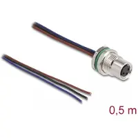 DeLOCK 80146, 0,5 m, M8, M8, Naaras, Musta, Termoplastinen polyuretaani (TPU)