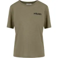 Coster Copenhagen Tee With Heart Embroidery - Khaki green - XS