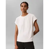 Calvin Klein Ss Crepe Jersey Hardware Top - Cream - S