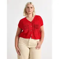 Lindex Sleeveless Cardigan - Red - M