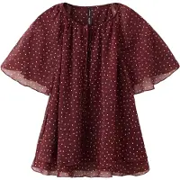 Mango Bow Polka-Dot Blouse - Burgundy - S