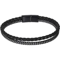 Lykken Strong nahkarannekoru musta teräs 21cm