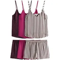 The Set Pyjamashortsit suklaa / syklaami / magenta / valkoinen