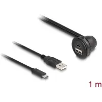 DeLOCK 88103, 1 x USB Type-A / 1 x USB Type-C, 1 x USB Type-A / 1 x USB Type-C, 1 m, Musta