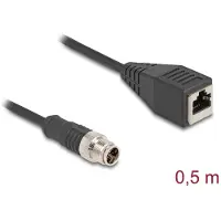 DeLOCK 60623, 0,5 m, Cat5e, S/FTP (S-STP), M12, RJ-45, Musta